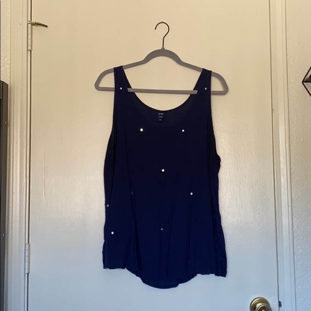 Old Navy Blue Sleeveless Top with Mirror Accents